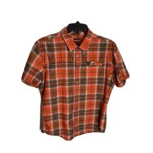 prAna Men's Patras Slim Shirt-Orange Crush-X-Large‎
